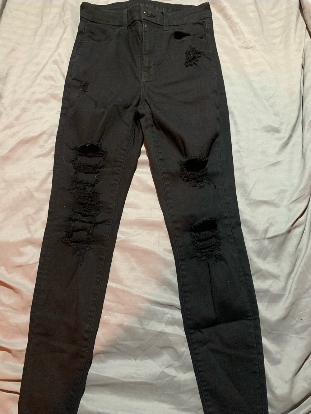American Eagle Outfitters Black Distressed Jeggings - Ripped Skinny Fit